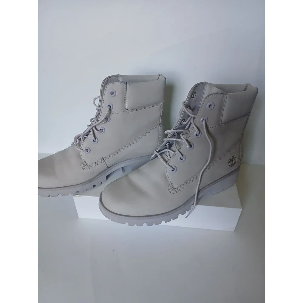 Timberland Premium 6 Inch Boots LightGray Nubuck Women's Size 8.5 Waterproo Lace - Picture 3 of 7